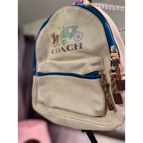 Coach rainbow pride white  leather medium Charlie rucksack backpack bag